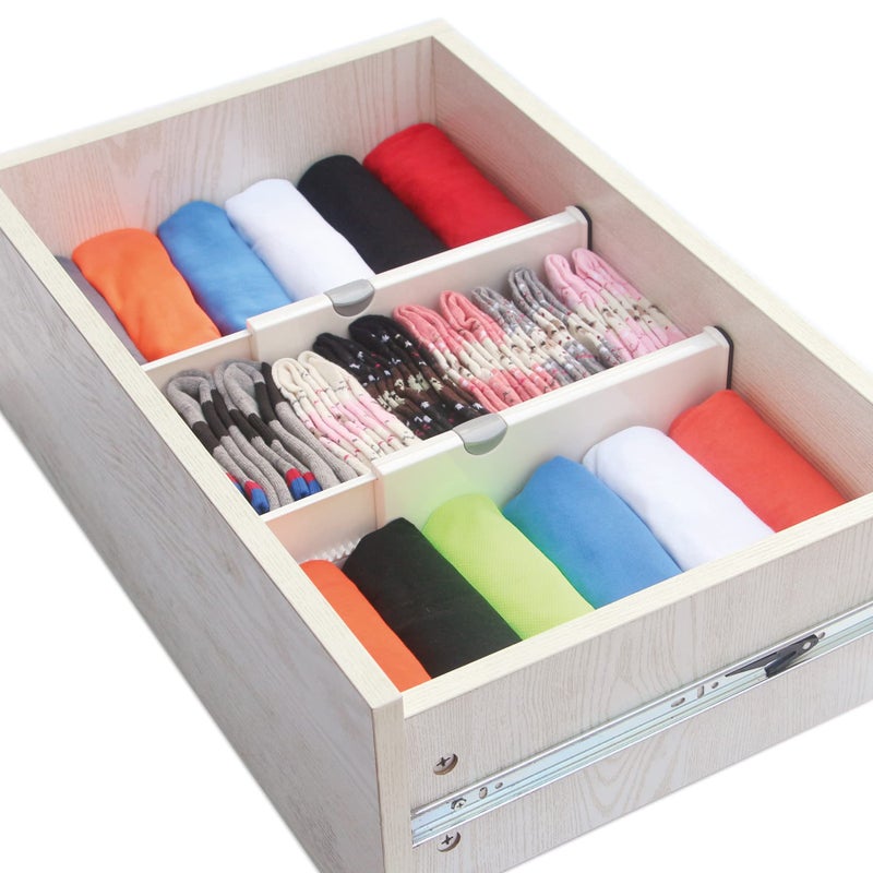 TENABORT Set of 8 Adjustable Drawer Dividers Organizer Separators Plastic Dresser Organizer for Bedroom, Bathroom, Closet, Office Desk, Kitchen Storage - Image 5